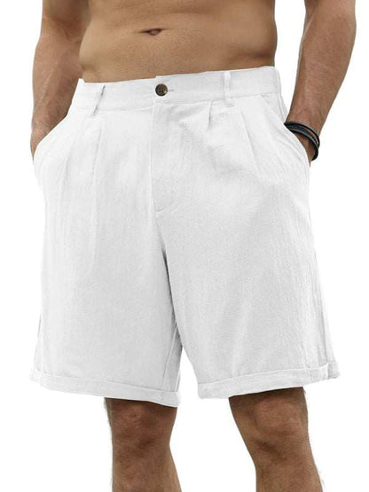 Stylish Men's Beach Shorts with Button Detail and Comfortable Elastic Waist