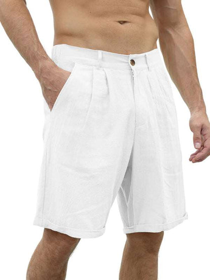 Stylish Men's Beach Shorts with Button Detail and Comfortable Elastic Waist