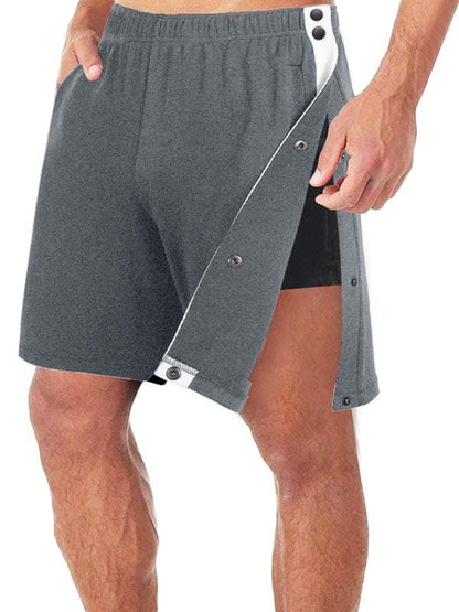 Stylish Men's Loose-Fit Sports Shorts with Full Side Buttons for Effortless Summer Vibes