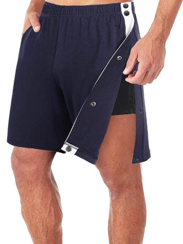 Stylish Men's Loose-Fit Sports Shorts with Full Side Buttons for Effortless Summer Vibes