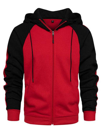 Versatile Men's Hooded Zipper Cardigan with Color Block Design - Perfect for All Seasons!