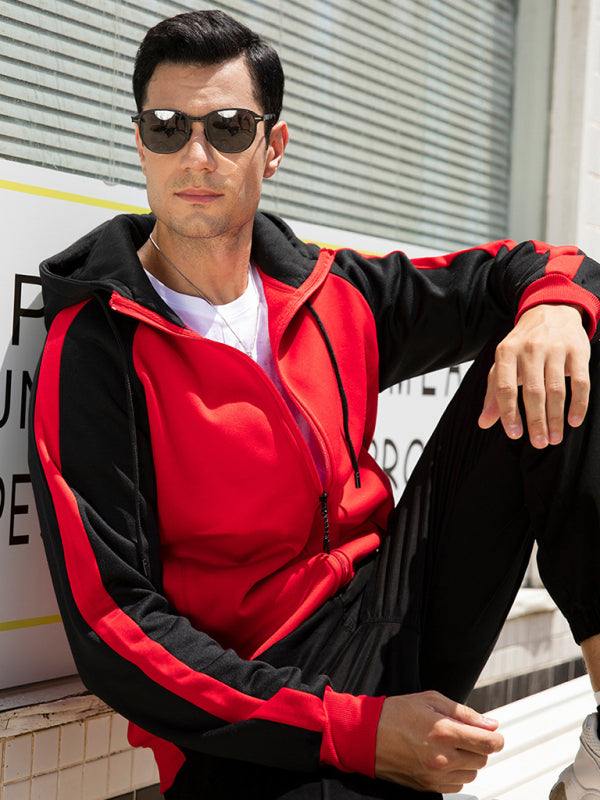 Versatile Men's Hooded Zipper Cardigan with Color Block Design - Perfect for All Seasons!