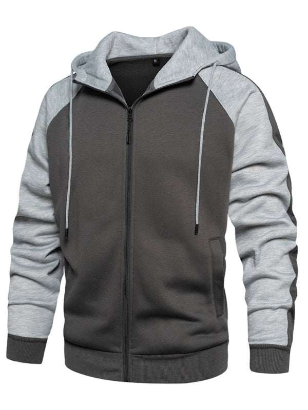 Versatile Men's Hooded Zipper Cardigan with Color Block Design - Perfect for All Seasons!