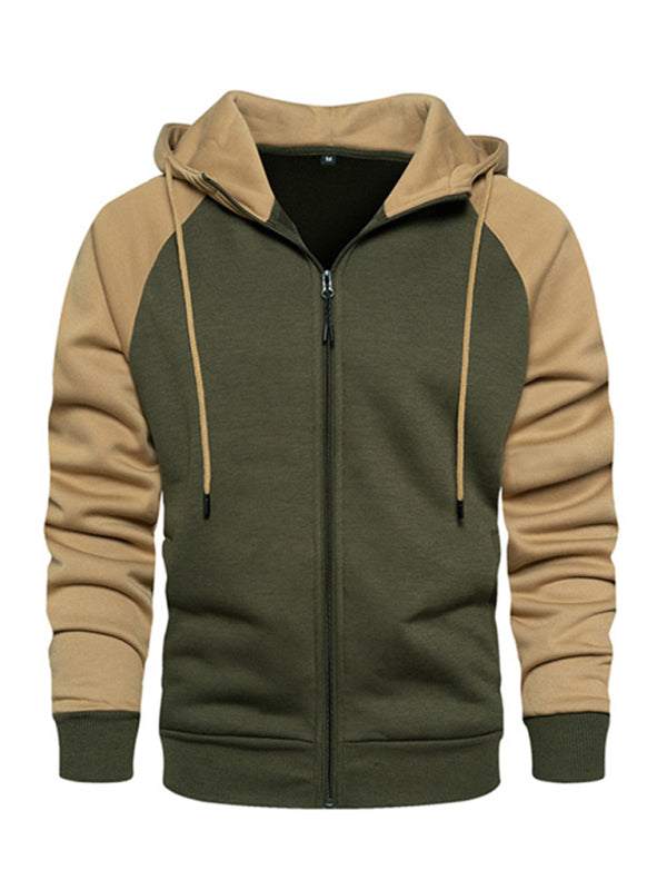 Versatile Men's Hooded Zipper Cardigan with Color Block Design - Perfect for All Seasons!