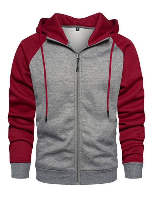 Versatile Men's Hooded Zipper Cardigan with Color Block Design - Perfect for All Seasons!