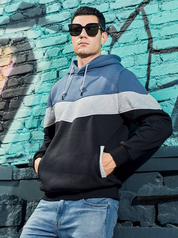 Stylish Men's Color Block Hooded Sweatshirt - Perfect for Year-Round Casual Wear