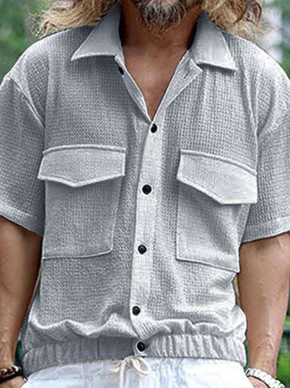 Casual Short-Sleeve Men's Cardigan with Front Pocket – Perfect for Spring and Summer Outings