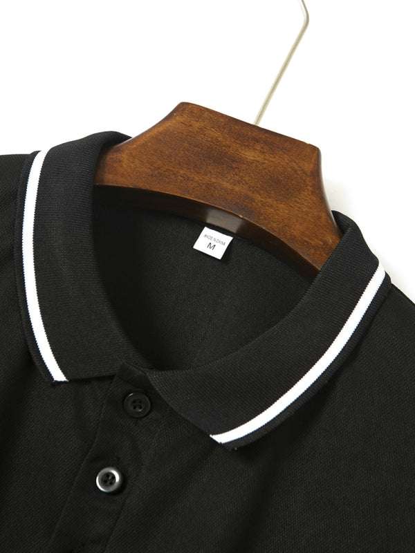 Sophisticated Ribbed Collar Sports Polo Shirt - Stylish Comfort for Every Occasion