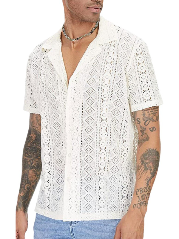 Chic Lace Floral Button-Up Short Sleeve Top - Effortless Elegance for Spring-Summer!