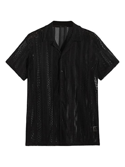 Trendy Spring-Summer Knitted Short Sleeve Button-Up Shirt for Effortless Street Style