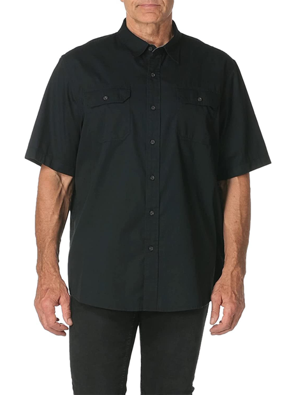 Classic Men's Short Sleeve Cotton Shirt for Casual Elegance