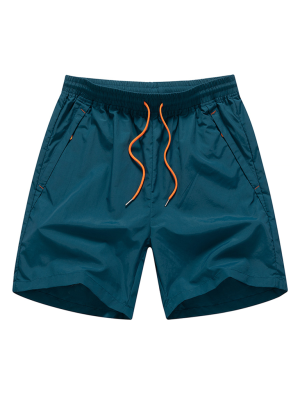 Men's quick-drying beach shorts, nylon fabric, solid pattern, spring-summer casual wear.