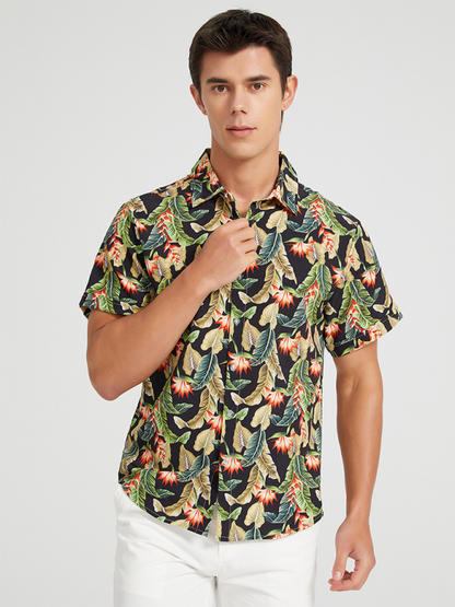 Tropical Paradise Men's Short Sleeve Hawaiian Vacation Shirt