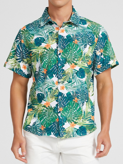 Tropical Paradise Men's Short Sleeve Hawaiian Vacation Shirt