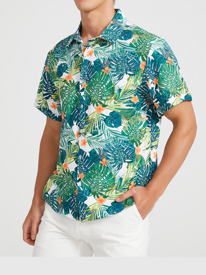 Tropical Paradise Men's Short Sleeve Hawaiian Vacation Shirt