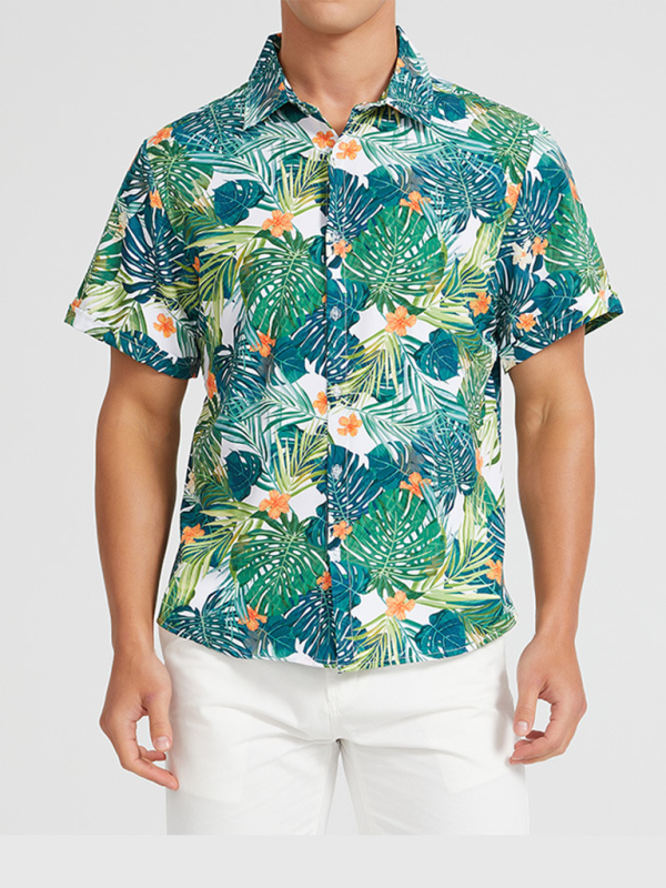 Tropical Paradise Men's Short Sleeve Hawaiian Vacation Shirt