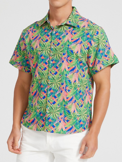 Tropical Paradise Men's Short Sleeve Hawaiian Vacation Shirt