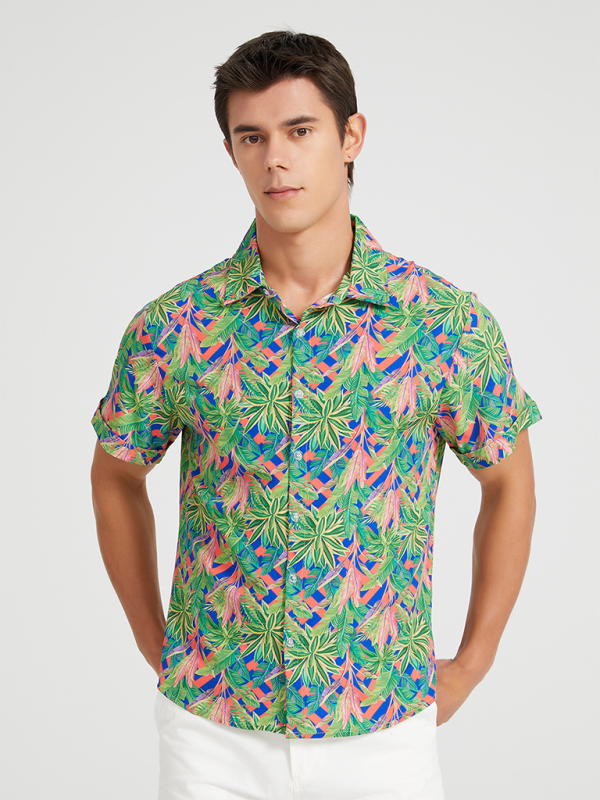 Tropical Paradise Men's Short Sleeve Hawaiian Vacation Shirt