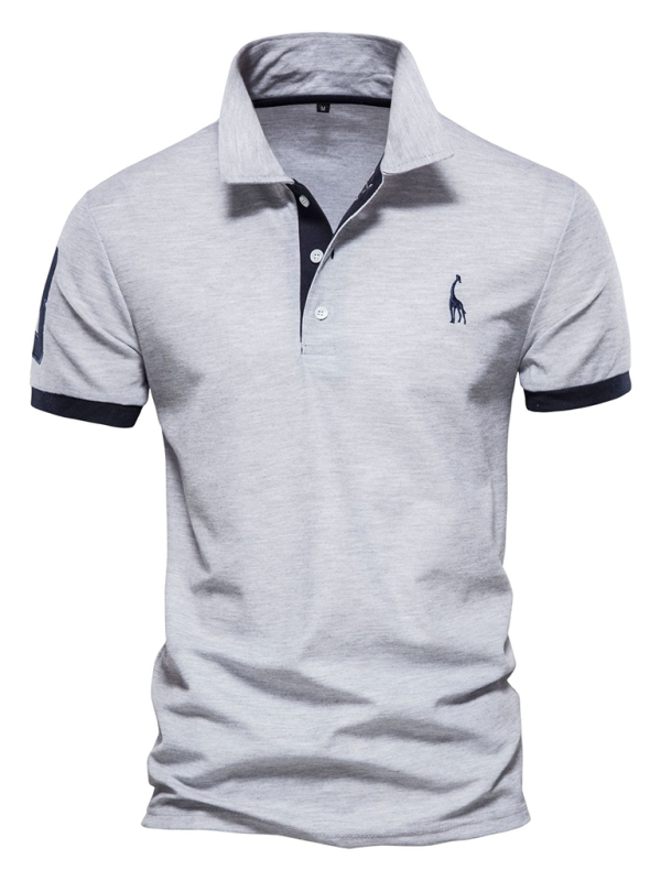 Chic Deer Embroidered Men's Polo Shirt - Short Sleeve Lapel Design for Effortless Spring Style