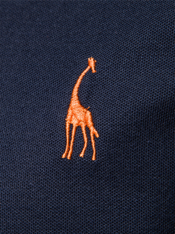 Chic Deer Embroidered Men's Polo Shirt - Short Sleeve Lapel Design for Effortless Spring Style