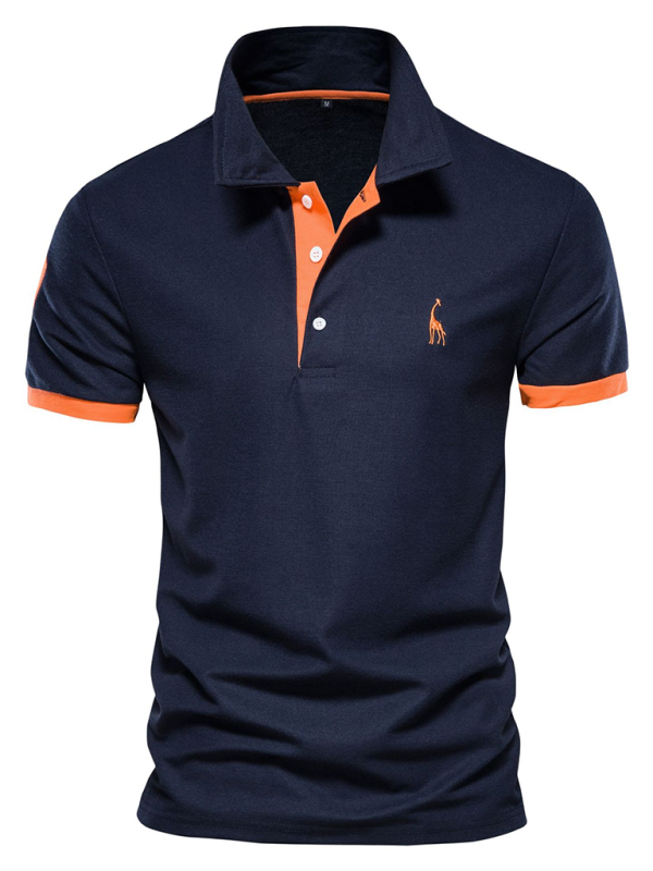 Chic Deer Embroidered Men's Polo Shirt - Short Sleeve Lapel Design for Effortless Spring Style