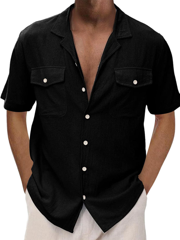 Chic Short Sleeve Casual Cardigan for Men with Double Pockets – Perfect for Spring-Summer!