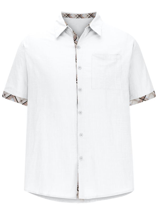 Luxe Men's Short Sleeve Vacation Shirt with Stylish Contrast Lapel