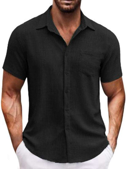 Chic Solid Color Casual Lapel Pocket Shirt for Men - Perfect for Spring-Summer Outings!