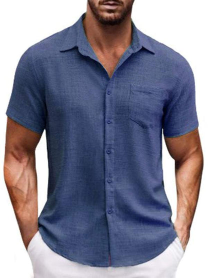 Chic Solid Color Casual Lapel Pocket Shirt for Men - Perfect for Spring-Summer Outings!