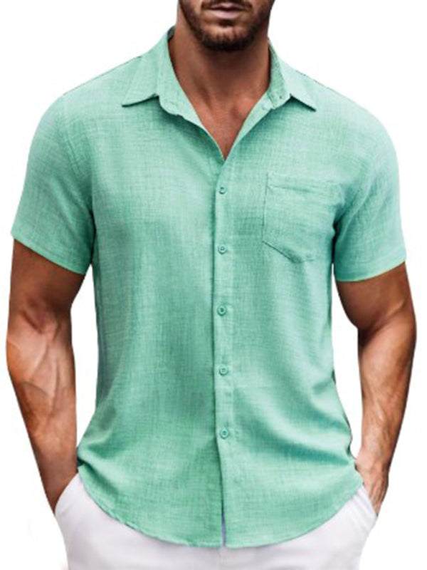 Chic Solid Color Casual Lapel Pocket Shirt for Men - Perfect for Spring-Summer Outings!