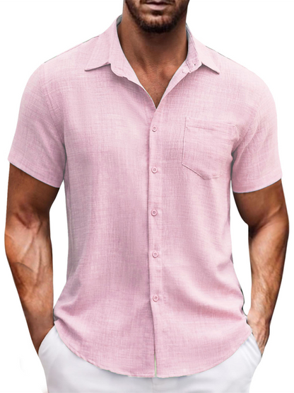 Chic Solid Color Casual Lapel Pocket Shirt for Men - Perfect for Spring-Summer Outings!