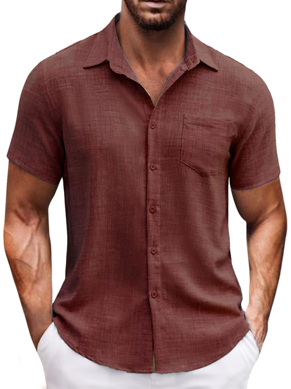 Chic Solid Color Casual Lapel Pocket Shirt for Men - Perfect for Spring-Summer Outings!