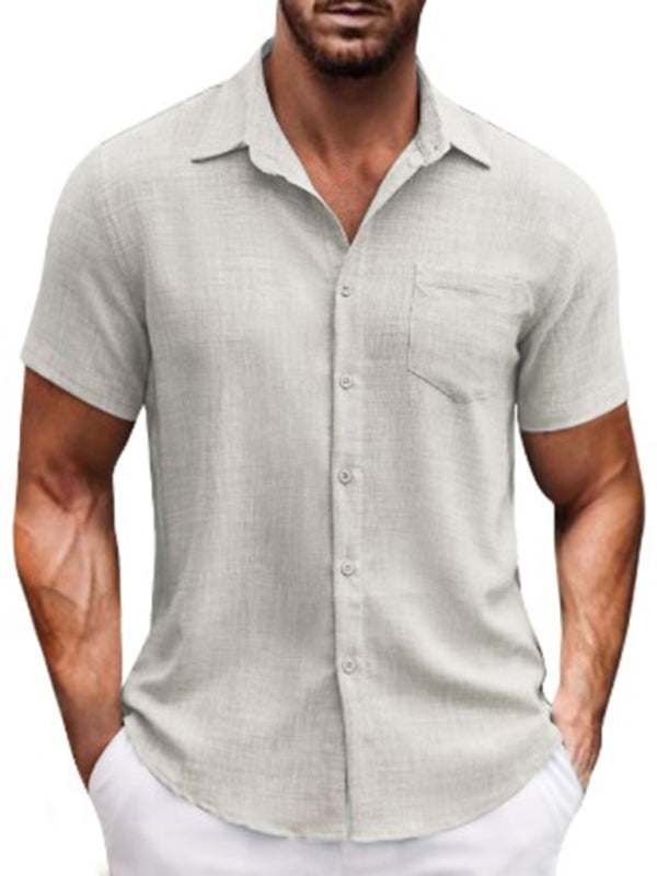 Chic Solid Color Casual Lapel Pocket Shirt for Men - Perfect for Spring-Summer Outings!