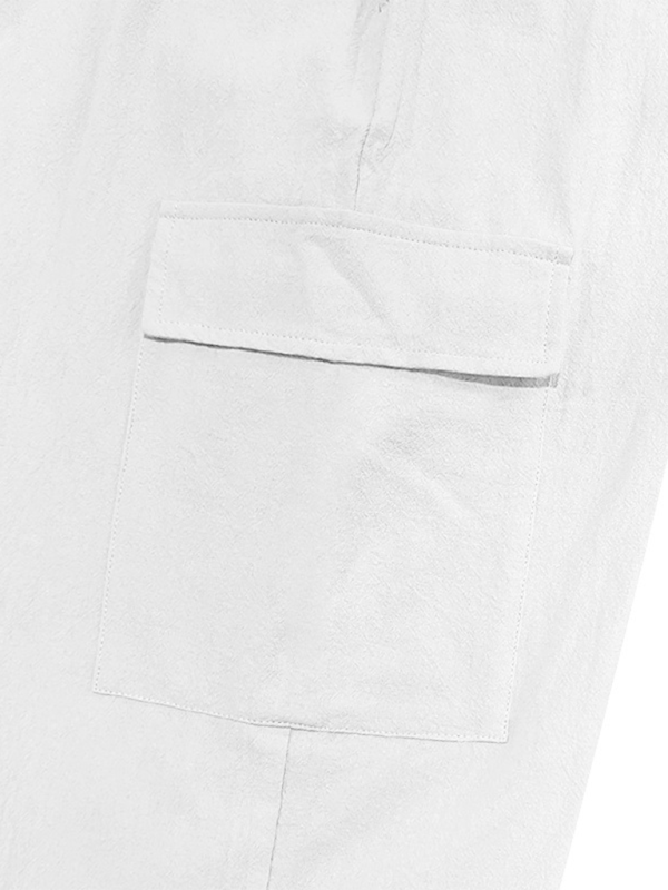 Versatile Cotton Cargo Trousers with Drawstring & Cuffed Hem