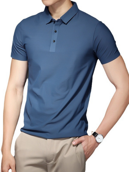 Ultra-Comfort Men's Quick-Dry Ice Silk Polo Shirt - High Elasticity & Non-Marking Short Sleeve for Effortless Style