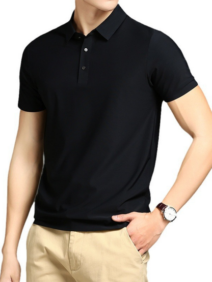 Ultra-Comfort Men's Quick-Dry Ice Silk Polo Shirt - High Elasticity & Non-Marking Short Sleeve for Effortless Style