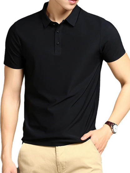 Ultra-Comfort Men's Quick-Dry Ice Silk Polo Shirt - High Elasticity & Non-Marking Short Sleeve for Effortless Style