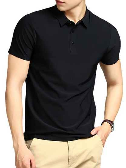 Ultra-Comfort Men's Quick-Dry Ice Silk Polo Shirt - High Elasticity & Non-Marking Short Sleeve for Effortless Style