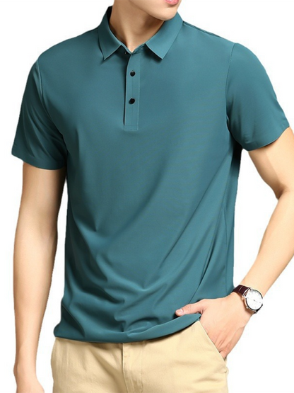 Ultra-Comfort Men's Quick-Dry Ice Silk Polo Shirt - High Elasticity & Non-Marking Short Sleeve for Effortless Style