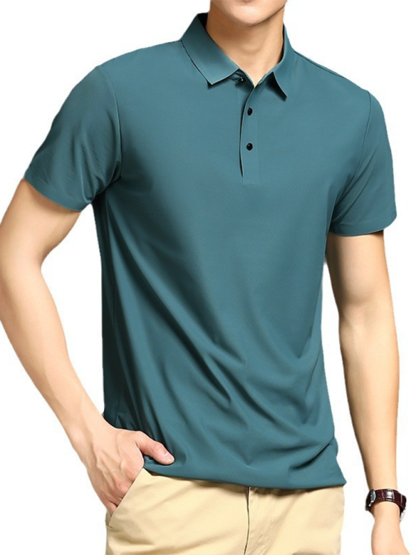 Ultra-Comfort Men's Quick-Dry Ice Silk Polo Shirt - High Elasticity & Non-Marking Short Sleeve for Effortless Style