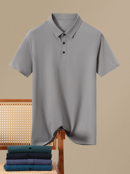 Ultra-Comfort Men's Quick-Dry Ice Silk Polo Shirt - High Elasticity & Non-Marking Short Sleeve for Effortless Style