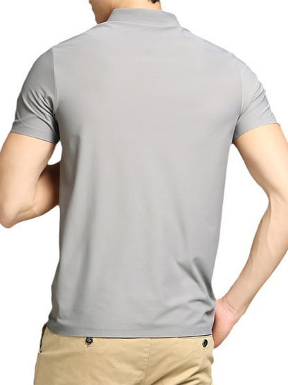 Ultra-Comfort Men's Quick-Dry Ice Silk Polo Shirt - High Elasticity & Non-Marking Short Sleeve for Effortless Style