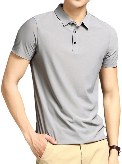 Ultra-Comfort Men's Quick-Dry Ice Silk Polo Shirt - High Elasticity & Non-Marking Short Sleeve for Effortless Style