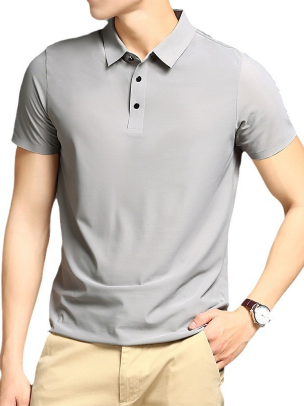 Ultra-Comfort Men's Quick-Dry Ice Silk Polo Shirt - High Elasticity & Non-Marking Short Sleeve for Effortless Style