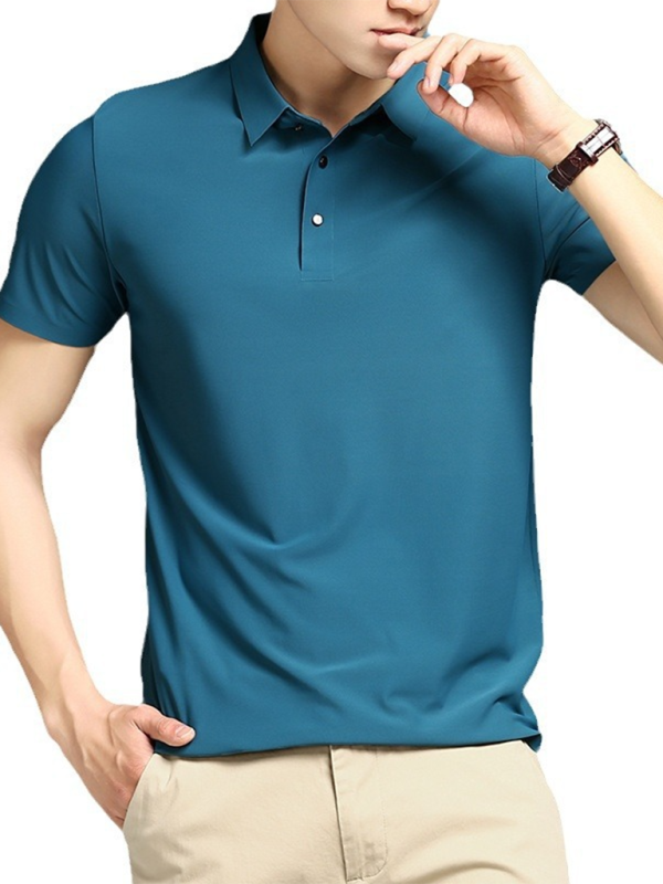 Ultra-Comfort Men's Quick-Dry Ice Silk Polo Shirt - High Elasticity & Non-Marking Short Sleeve for Effortless Style