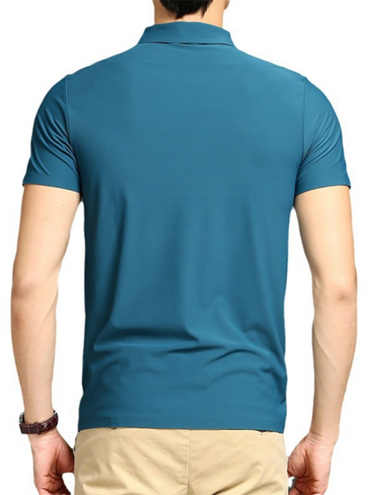 Ultra-Comfort Men's Quick-Dry Ice Silk Polo Shirt - High Elasticity & Non-Marking Short Sleeve for Effortless Style