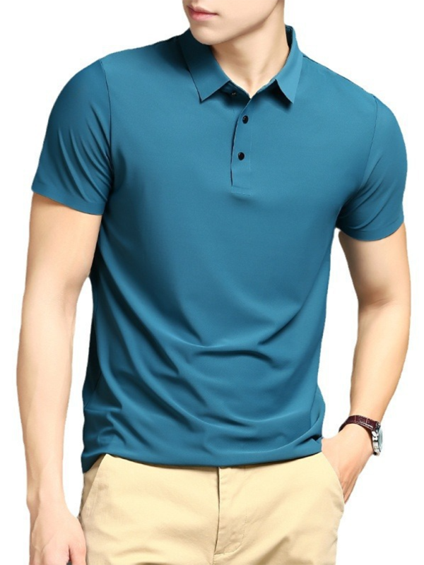 Ultra-Comfort Men's Quick-Dry Ice Silk Polo Shirt - High Elasticity & Non-Marking Short Sleeve for Effortless Style