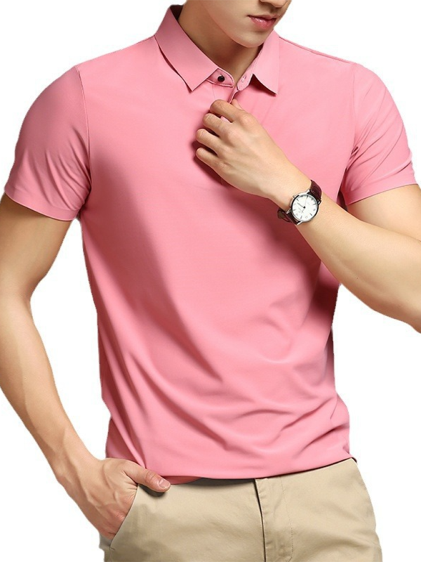 Ultra-Comfort Men's Quick-Dry Ice Silk Polo Shirt - High Elasticity & Non-Marking Short Sleeve for Effortless Style