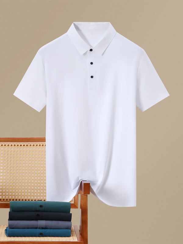 Ultra-Comfort Men's Quick-Dry Ice Silk Polo Shirt - High Elasticity & Non-Marking Short Sleeve for Effortless Style