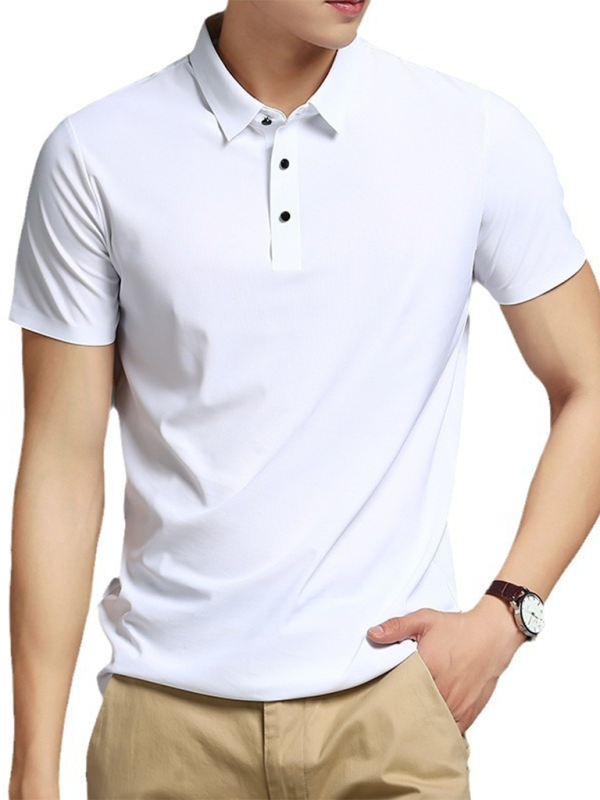 Ultra-Comfort Men's Quick-Dry Ice Silk Polo Shirt - High Elasticity & Non-Marking Short Sleeve for Effortless Style